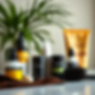 Essential Maintenance Products for Wigs Different maintenance products arranged for hair care