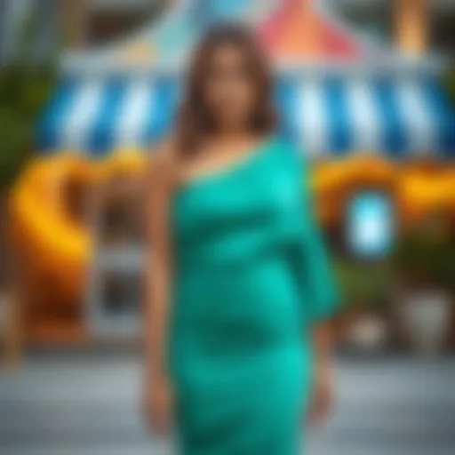 Elegant plus size one shoulder cocktail dress in vibrant color