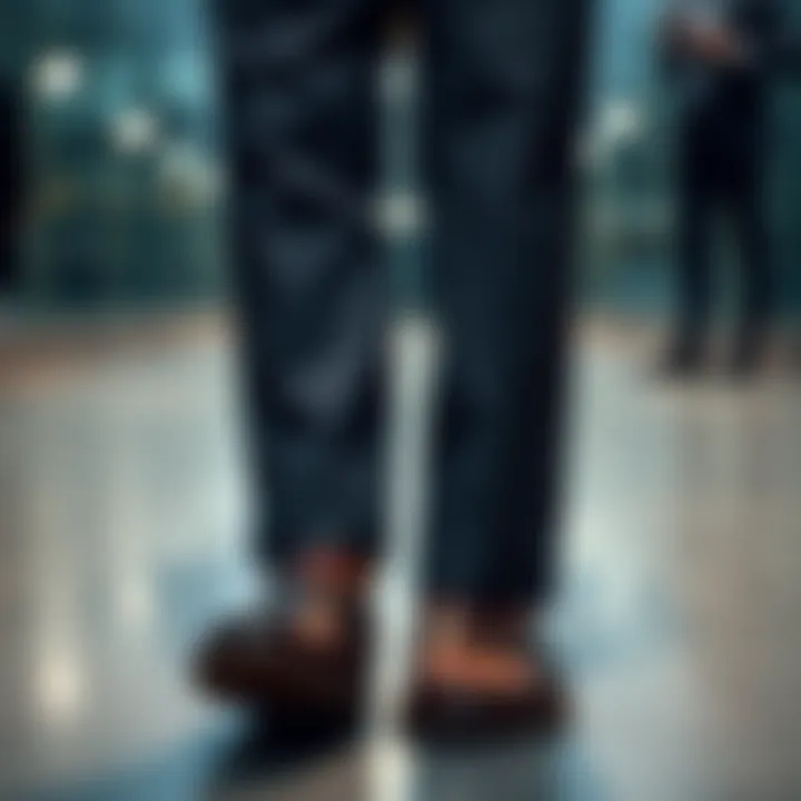 A business casual outfit showcased with stylish open toe shoes