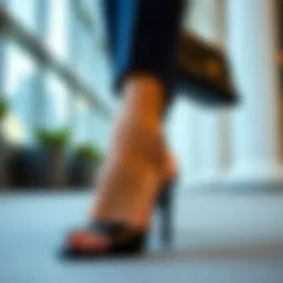 Elegant open toe shoes complementing a professional outfit