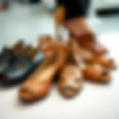 Diverse Styles of Open Toe Shoes A variety of open toe shoe styles displayed in a fashionable arrangement
