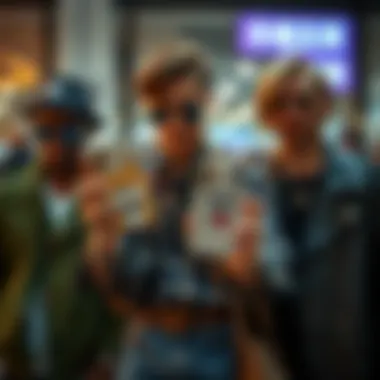 Trendy individuals displaying their personalized cartoon phone cases