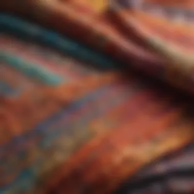 Close-Up of Vibrant Photo Blanket Design A close-up of a vibrant photo blanket showcasing intricate design patterns.
