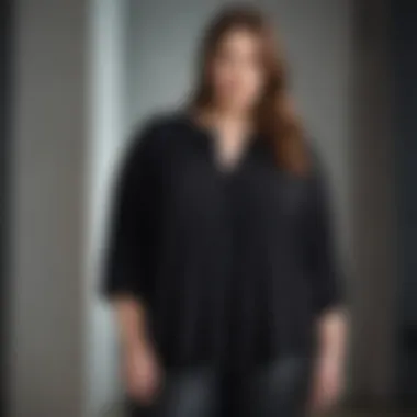Comfort Meets Style in Flowy Design Comfortable plus size black blouse with flowy design