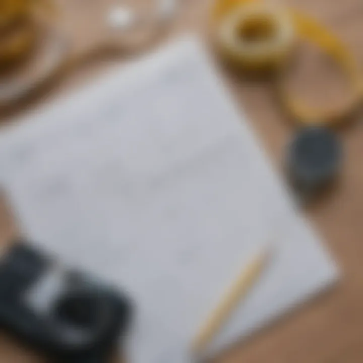 Measuring tape next to a tape measure and a notepad