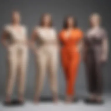 Diverse range of plus size jumpsuits displayed on a mannequin