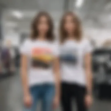 Printed T-Shirts in Social Contexts Stylish individuals wearing printed t-shirts in various social settings