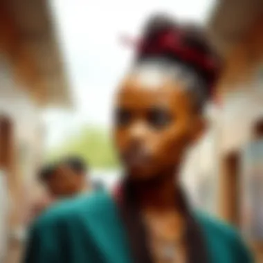 Cultural significance of braided hairstyles depicted artistically