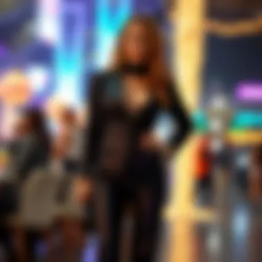 Glamorous Event Styling A fashion-forward individual confidently wearing sequin pants at a glamorous event.