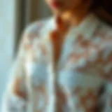 Intricate Lace Design of a Sheer Cover-Up Shirt Elegant sheer cover-up shirt showcasing intricate lace design