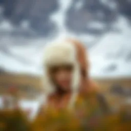 Traditional Sherpa hat with ear flaps in natural setting