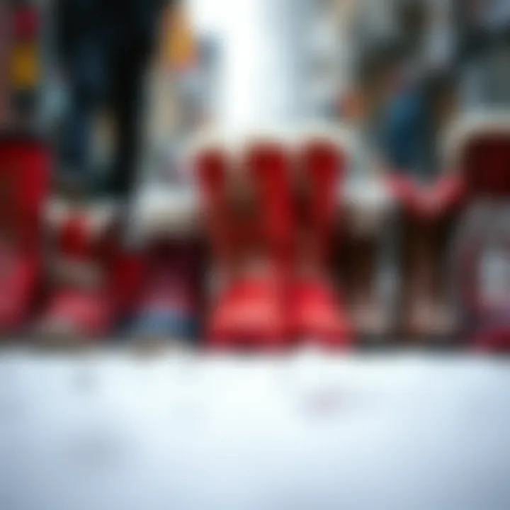 Cultural Influences on Boot Design An array of red snow boots in varying designs and styles, illustrating cultural influences