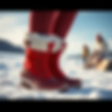 Red Snow Boots: A Fashion Statement A stylish pair of red snow boots against a winter landscape, highlighting their fashion appeal