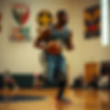 Performance Meets Style in Motion Athlete wearing silk basketball shorts in action on the court