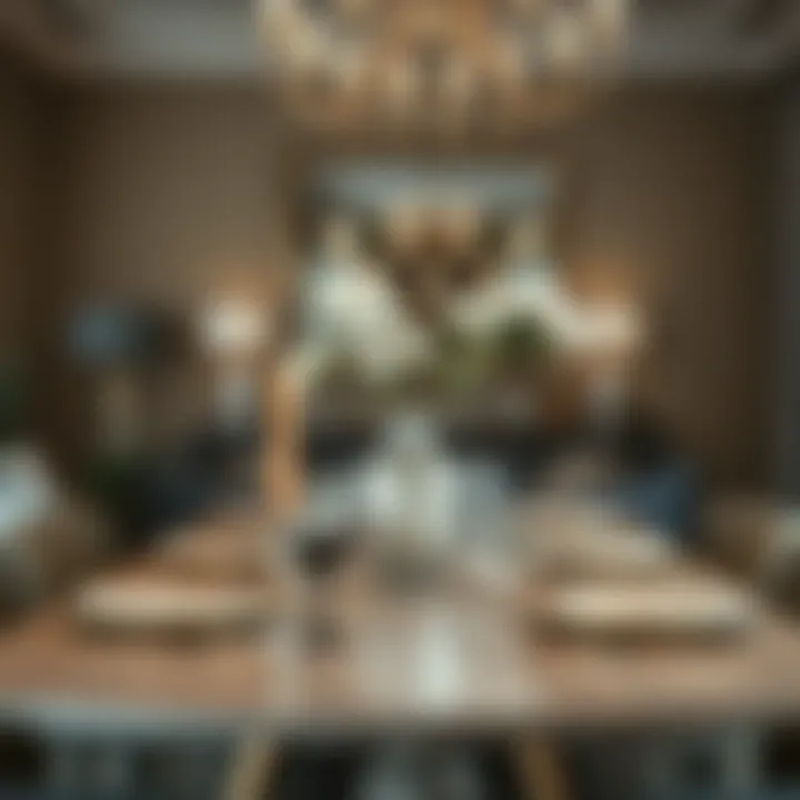 A beautifully styled dining table featuring silver and gold elements