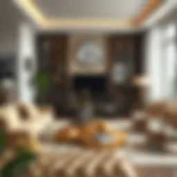 Elegant silver and gold decor showcasing a modern living room