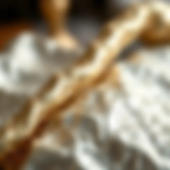 Close-up of textured silver and gold materials used in decor