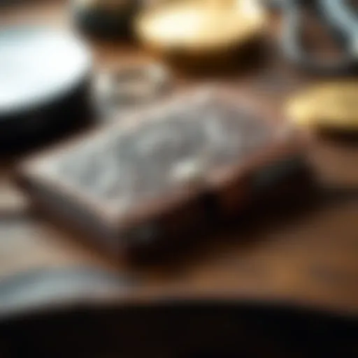 Sophisticated Leather Craftsmanship Elegant leather skinny wallet showcasing intricate design