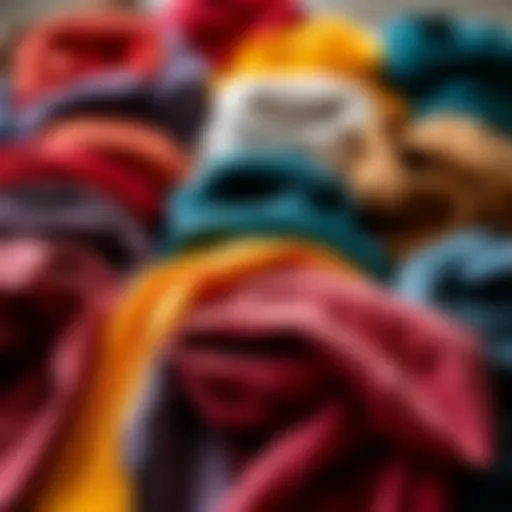 Diverse Palette of Solid Color Neck Scarves A collection of solid color neck scarves in various shades arranged aesthetically.