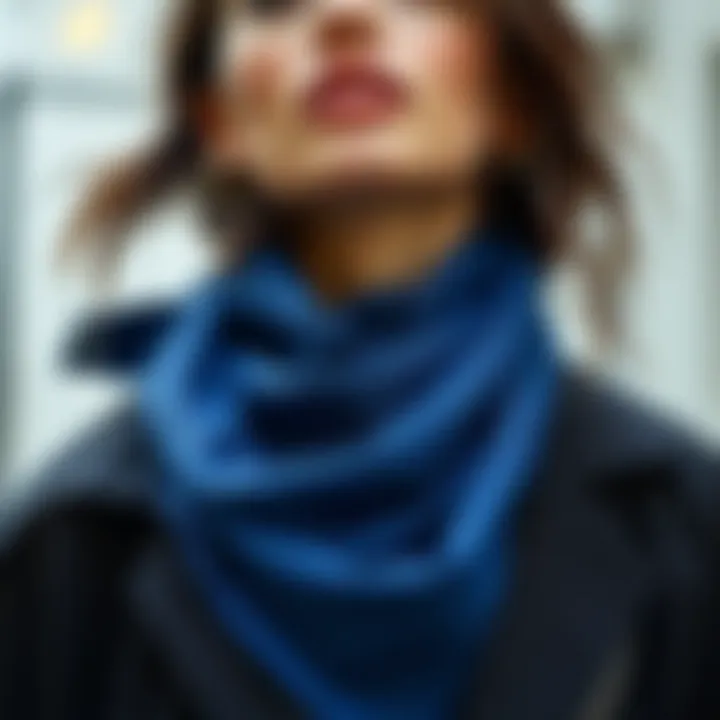 Fashion Statement: Neck Scarf with Outfit Fashionable setup featuring a solid color neck scarf styled with an outfit.