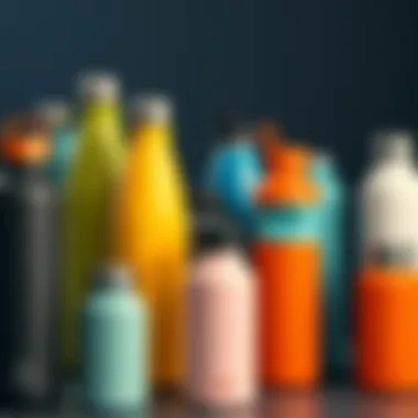 A collection of colorful steel insulated water bottles