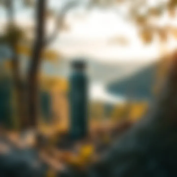 Eco-friendly steel insulated bottle amidst natural scenery
