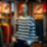 Aesthetically Pleasing Striped Design Stylish striped drop shoulder sweater on display