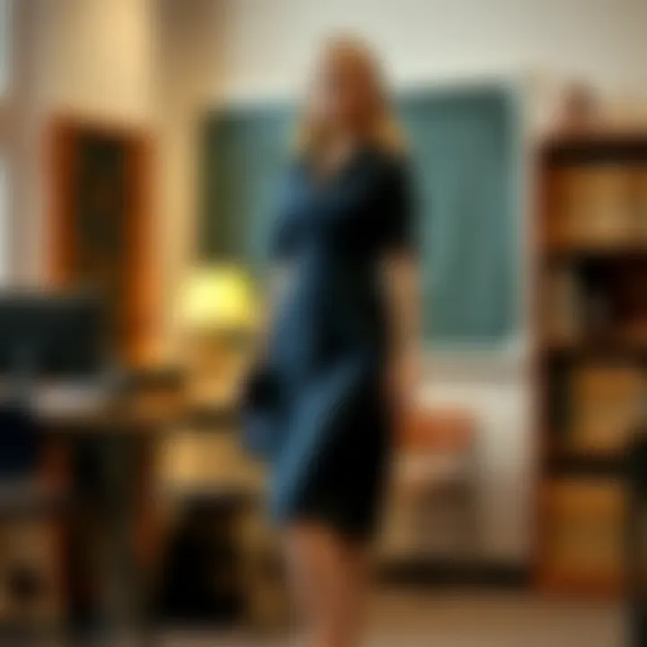 Elegant Classroom Dress for Petite Teachers Comfortable yet professional dress suitable for classroom settings