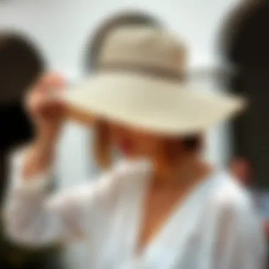 Selecting the Right Sunshade Hat A person selecting a sunshade hat with care and consideration