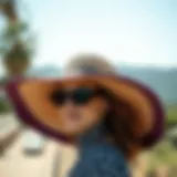 Stylish wide-brim sunshade hat in a serene outdoor setting