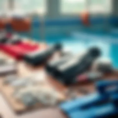 Overview of Flipper Materials Materials used in swimming flippers showcased on a table