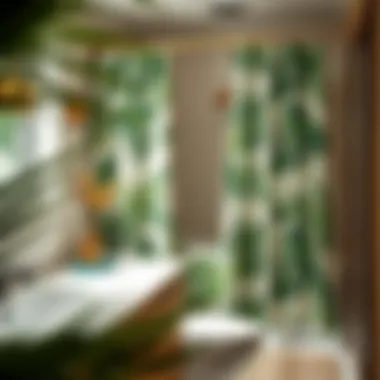 Bathroom Makeover with Palm Print A bathroom makeover featuring palm print decor elements