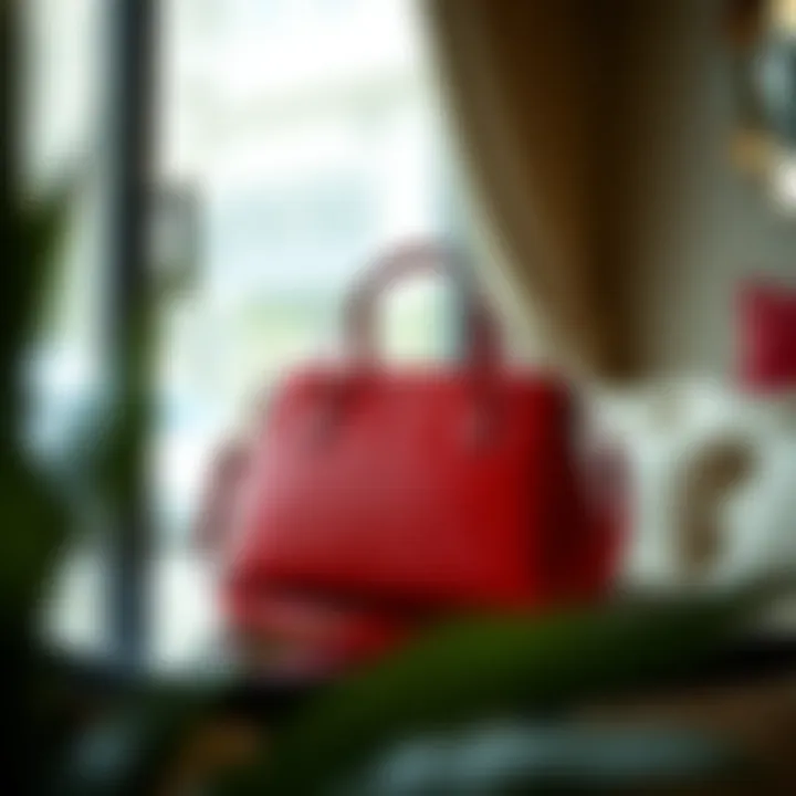 Chic Setting for a Trendy Purse Trendy purse displayed in a chic setting