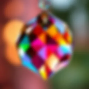 Intricate Details of Crystal Reflections Close-up of a beautifully crafted crystal prism reflecting vibrant colors.