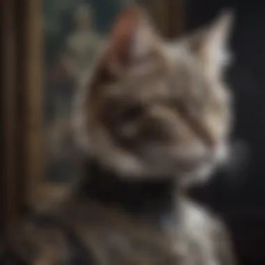 Elaborate Textures in Cat Costume Design Intricate cat costume design featuring elaborate textures and patterns