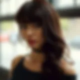 Elegant 14 inch wig with bangs styled in a chic manner