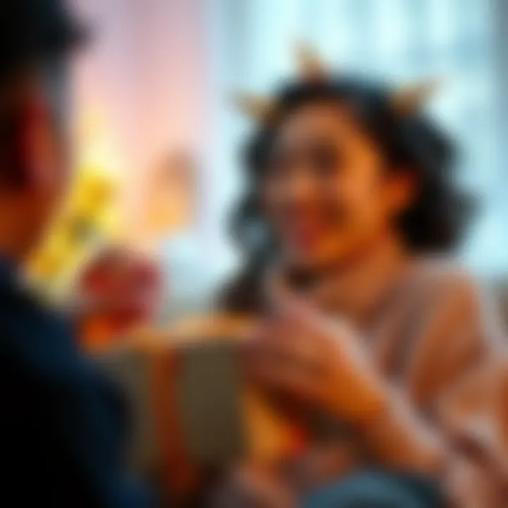 A joyful recipient unboxing a custom face gift, capturing the moment of surprise