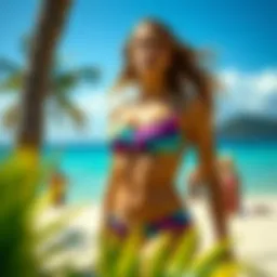 Stylish tankini swim top featuring vibrant patterns