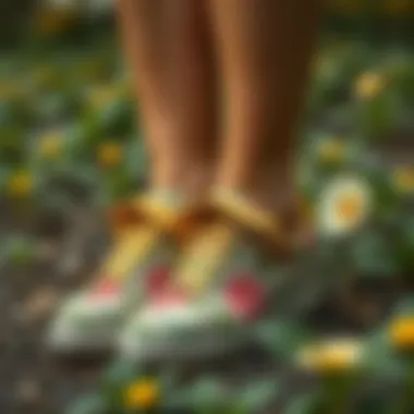 Sustainable materials used in floral pattern shoes