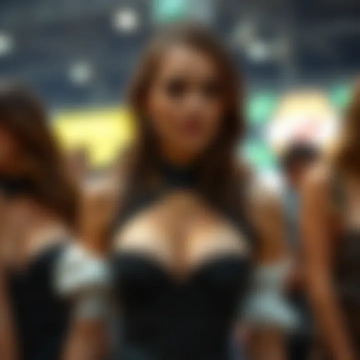 Fashion enthusiasts wearing stylish hook eye corset tops at a trendy event.