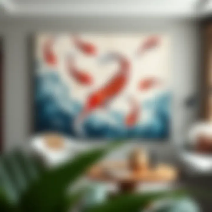 Decorative koi fish canvas art enhancing interior design
