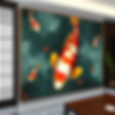 Symbolic meanings of koi fish depicted in canvas art