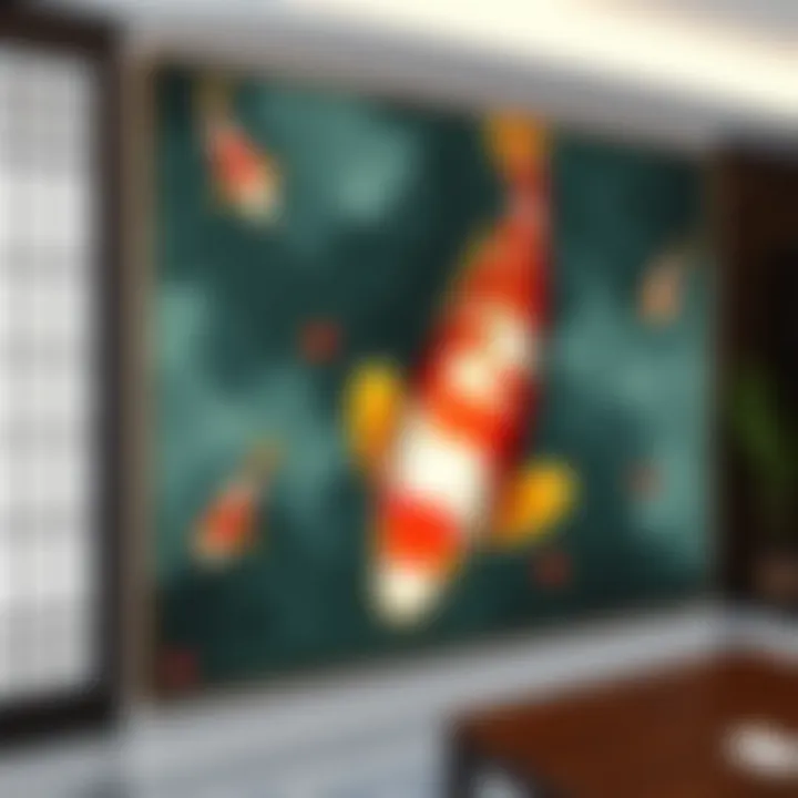 Symbolic meanings of koi fish depicted in canvas art