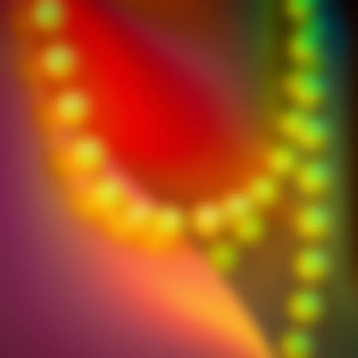 Close-up of luminous beads showcasing vibrant colors