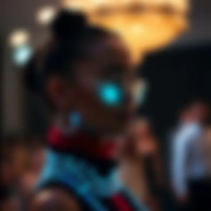 Runway model showcasing luminous bead accessories