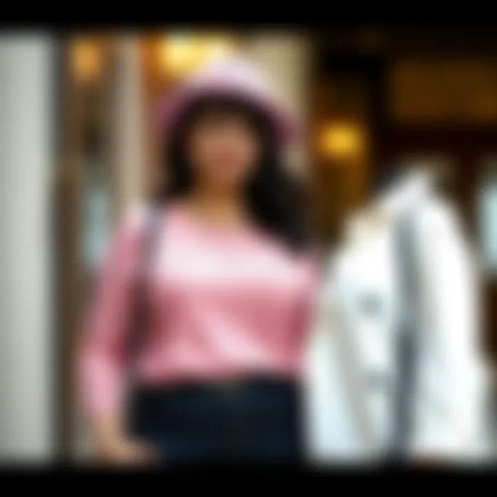 Fashionable ensemble featuring pink lace top paired with stylish accessories