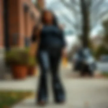 Curated Look with Plus Size Sequin Flare Pants A thoughtfully curated outfit with plus size sequin flare pants and complementary accessories.