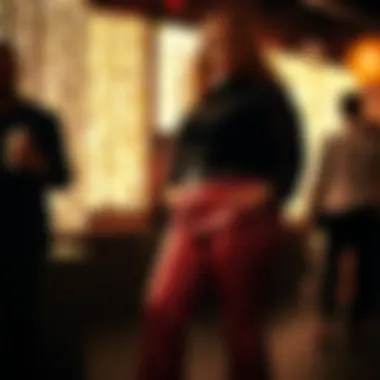 Confidence and Style in Plus Size Sequin Flare Pants A stylish plus size individual confidently wearing sequin flare pants at a social event.