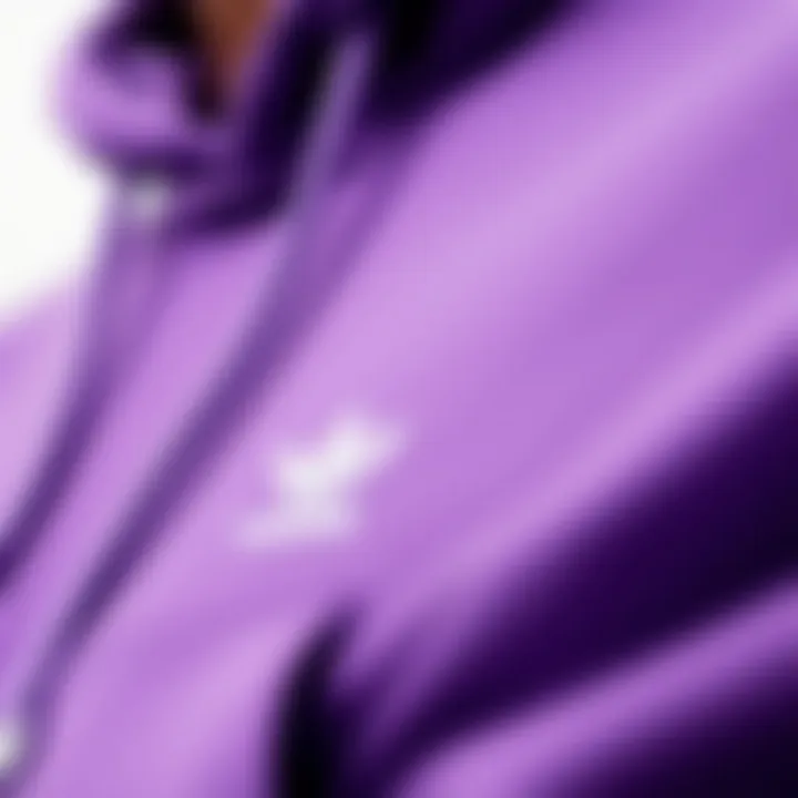 A close-up of purple fabric showcasing texture and quality
