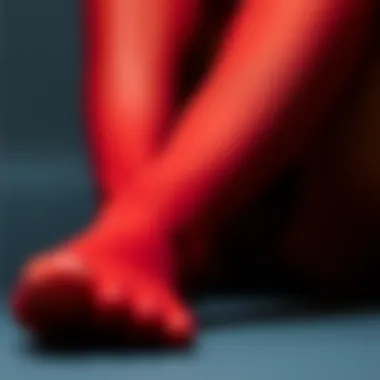 Unique Fabric Textures in Single Leg Tights Close-up view of single leg tights showcasing unique fabric textures.